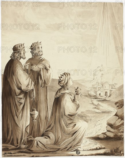 The Three Magi Pointing to the Star of Bethlehem, n.d.