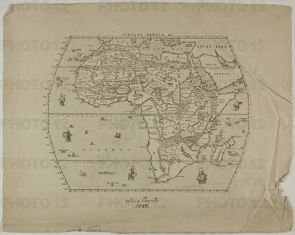 Africae Tabula XII, 1588, reprinted 1889. Map of Africa.