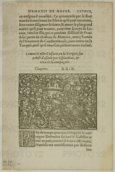 Leaf from Amadis de Gaule, plate 71 from Woodcuts from Books of the XVI Century, 1560... Creator: Unknown.