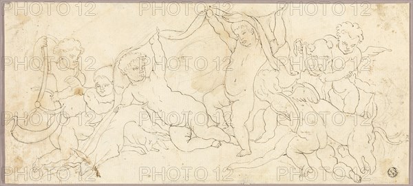 Putti at Play with Deer and Dog, n.d.