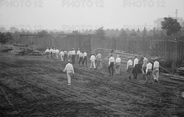 Camp, Walter, I.E, Exercise School - Cabinet Officials Exercising with Other Govt. Officials, 1917.