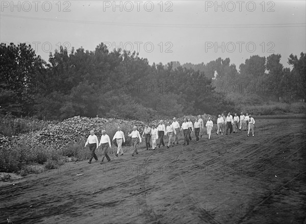 Camp, Walter, I.E, Exercise School - Cabinet Officials Exercising with Other Govt. Officials, 1917.