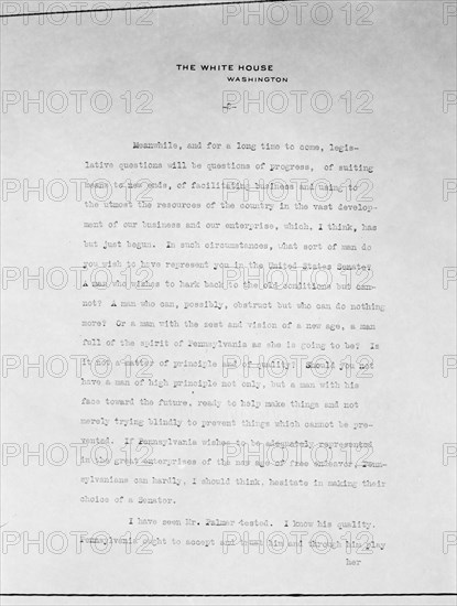 Copy of Letter On White House Stationery, October 20, 1914. Creator: Harris & Ewing.