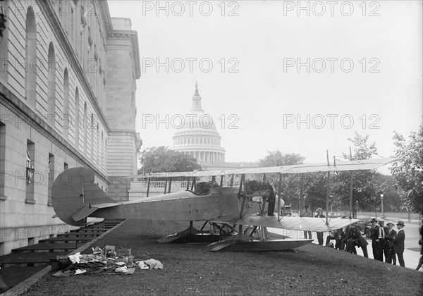 Curtiss Airplane - Curtiss Twin Engine Biplane Exhibited at Senate Office Building, 1917.