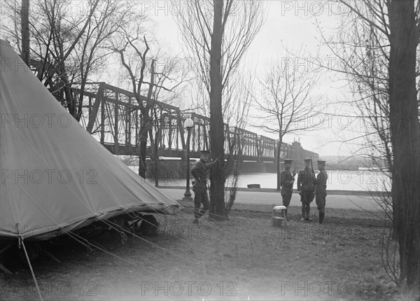 District of Columbia Parks - Guards in Potomac Park at Railway Bridge, 1917.