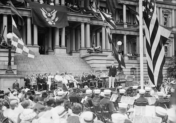 Flag Day - Flag Day Exercises, State, War And Navy Building. Wilson Speaking..., 1914. Creator: Harris & Ewing.