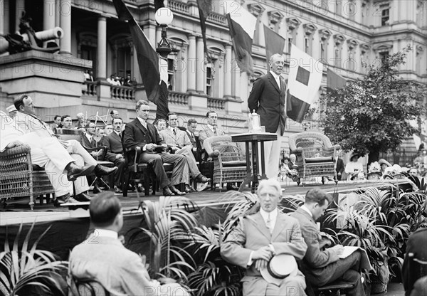 Flag Day - Flag Day Exercises, State, War And Navy Building. Wilson Speaking..., 1914. Creator: Harris & Ewing.