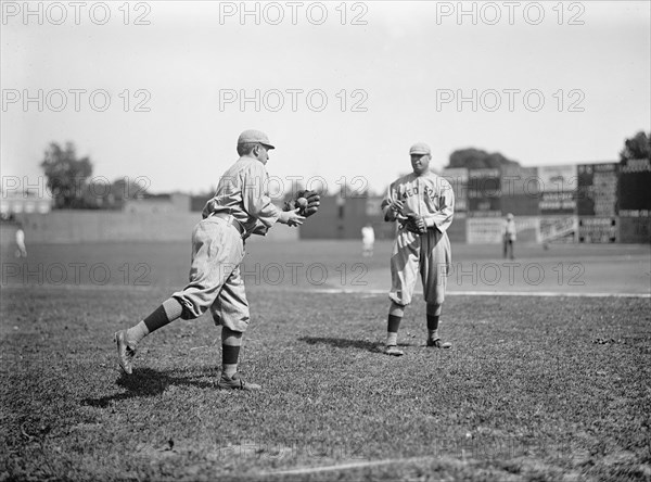 Harry Hooper, Left; Unidentified, Right; Boston Al (Baseball), 1913.