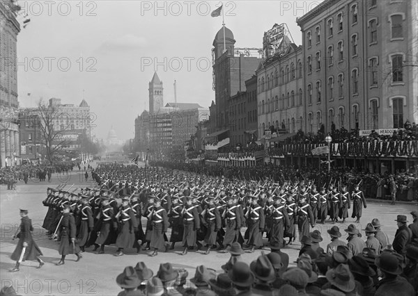 Inaugural Parades - Military Unit in Parade, 1917.