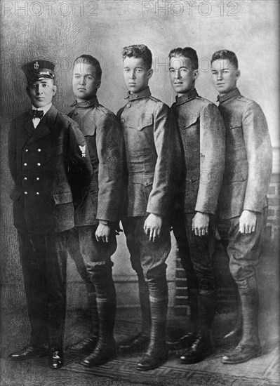 Marshall Brothers - 5 Brothers, Four in Army, One in Navy, 1918.