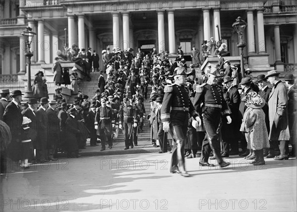 New Year's Reception at White House - General View; Army And Navy Officers, 1912.