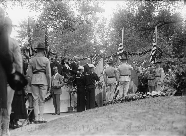 Plattsburg. Reserve Officers Training Camp - Regular Army Officers in Comman, Right, Talking To Some D.C. Man, 1916.