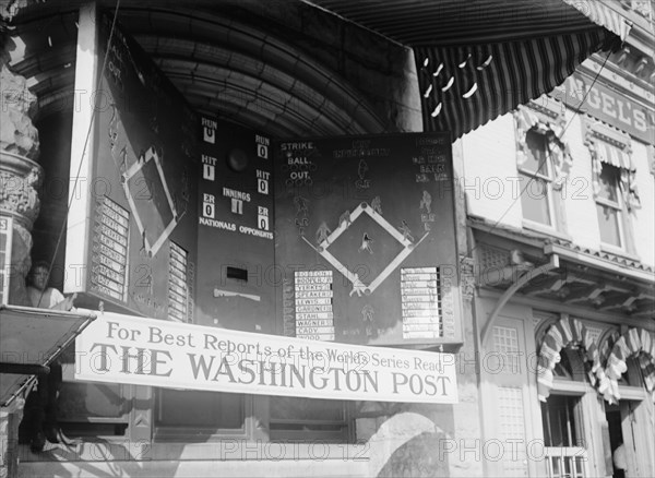 Washington Post Sponsored "Bulletin Board" For The 1912 Boston Al Vs. New York Nl World Series (Baseball), 1912.