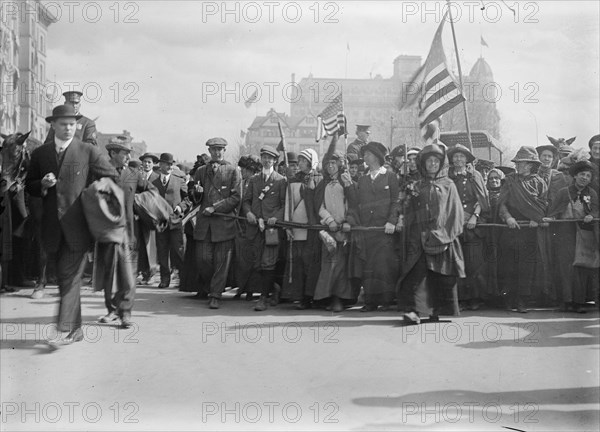 Woman Suffrage - Hikers Arriving from New York, 1913.