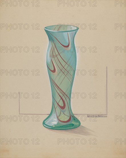 Vase (Green with Red Swirl), c. 1937.