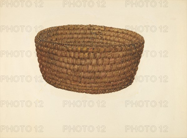 Hickory Bark and Oat Straw Basket, c. 1940.