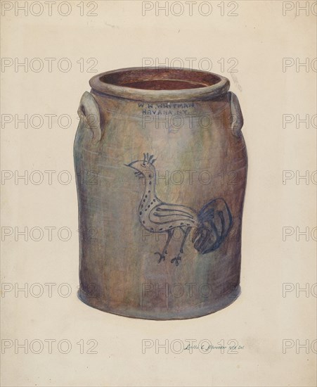 Gray Stoneware Crock, c. 1939.