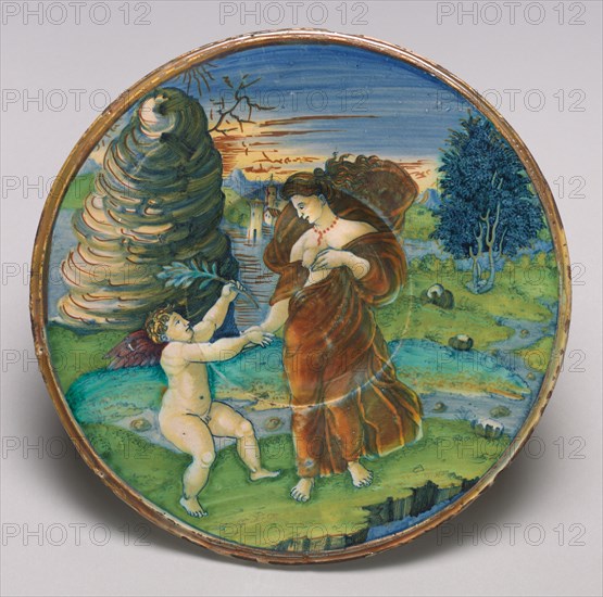 Plate with the reconciliation of Cupid and Minerva, 1525.