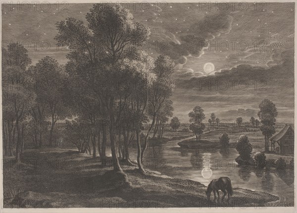 Moonlit River Landscape.