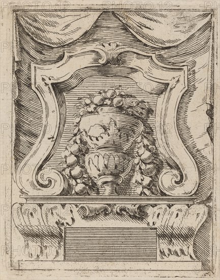 Architectural Motif with Fruit in a Vase, c. 1690.