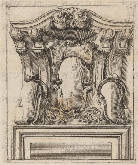 Architectural Motif with Three Shields, c. 1690.