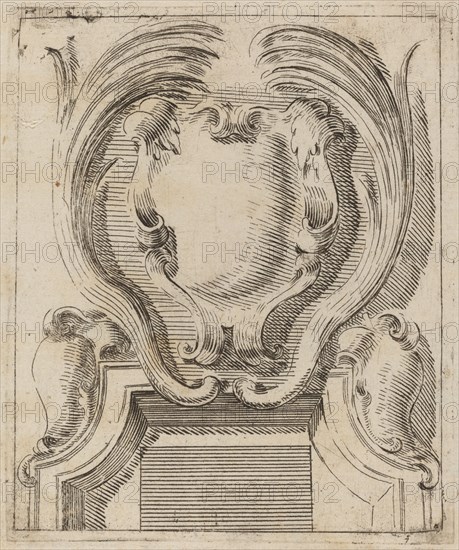 Architectural Motif with Three Shields, c. 1690.