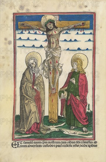 Christ on the Cross with the Virgin and Saint John.