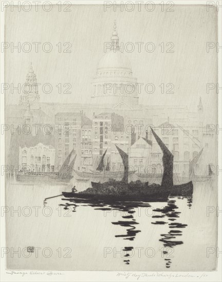Misty Day, Paul's Wharf, London, c. 1928.