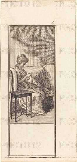 Girl Seated, Sewing, 1784.