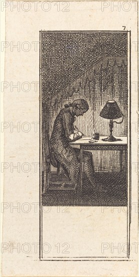 Young Man Writing by Lamplight, 1784.