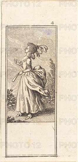 Girl with Fan, Facing Left, 1784.