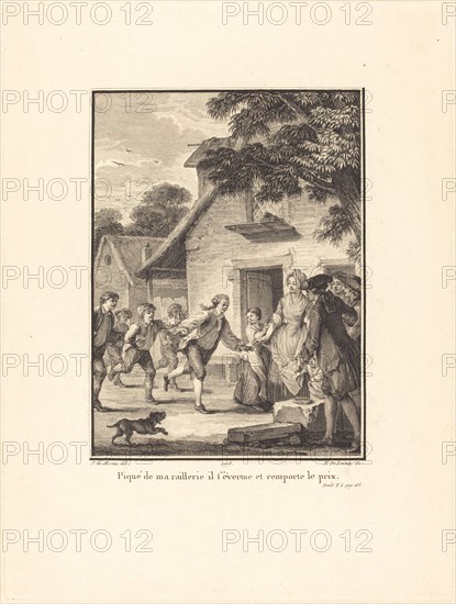 Piqué de ma raillerie, il s'évertue et remporte le prix, 1778.