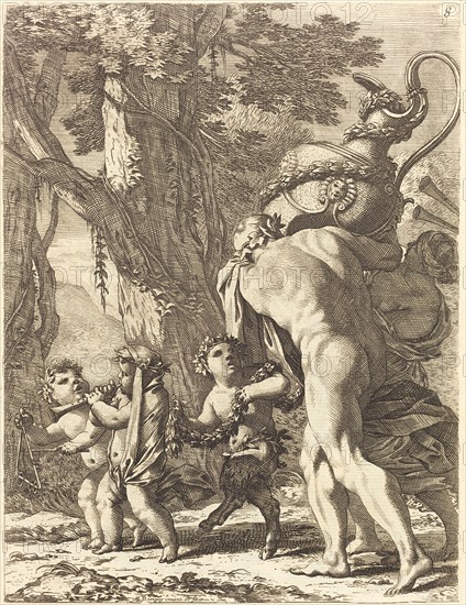 Bacchanal with Figures Carrying a Vase, 1650s.