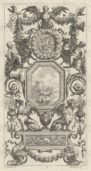 Ornamental Panel Surmounted by a Winged Harpy, 1647.