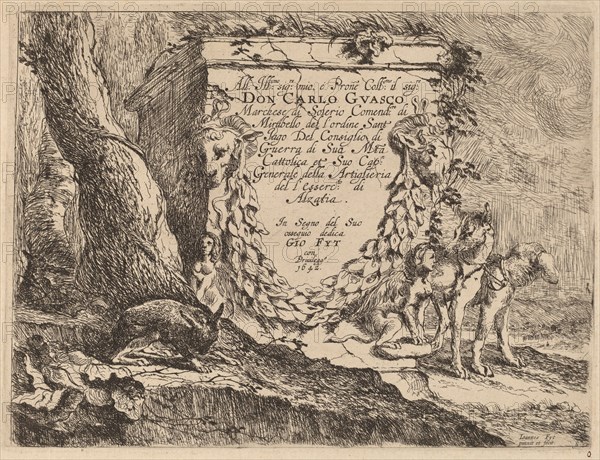 Title Page: Pedestal and a Pair of Dogs, 1642.