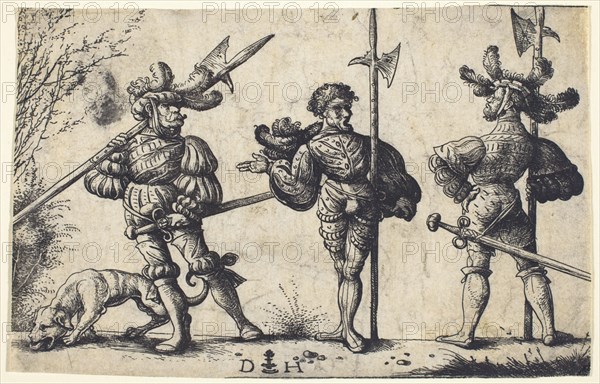 Three German Soldiers Armed with Halberds, c.1510.