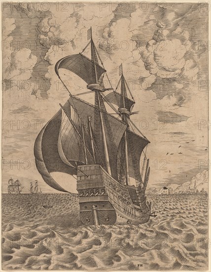 Armed Four-Master Sailing towards a Port, 1565.