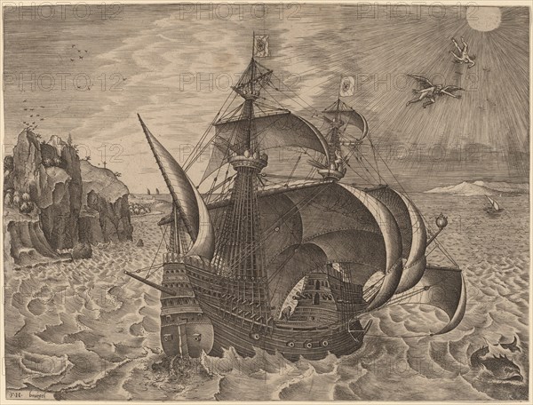 Armed Three-Master with Daedalus and Icarus in the Sky, 1565.