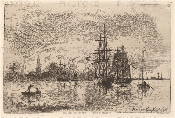 Setting Sun over Antwerp Harbor (Soleil couchant - port d'Anvers), 1868.
