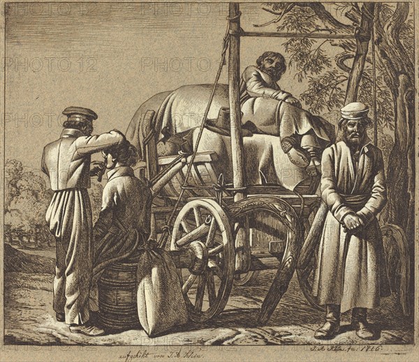 Russian Soldiers with a Barber, 1816.