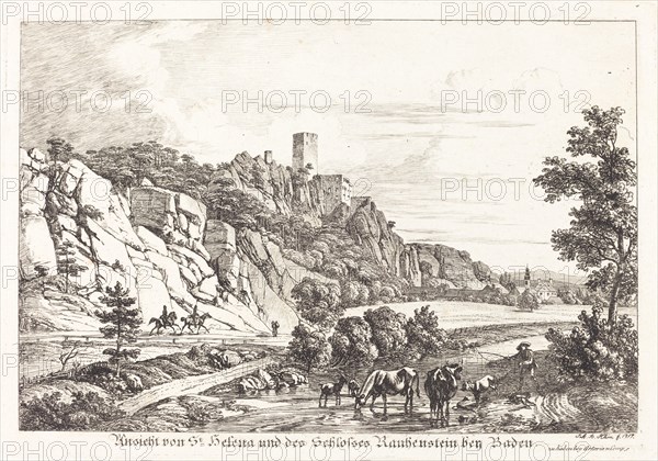 Ansicht von St. Helena und des Schlosses Rauhenstein bey Baden, 1817. Creator: Johann Adam Klein.