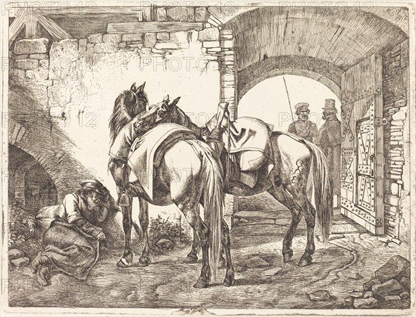 Cossack Horses in a Courtyard, 1818.