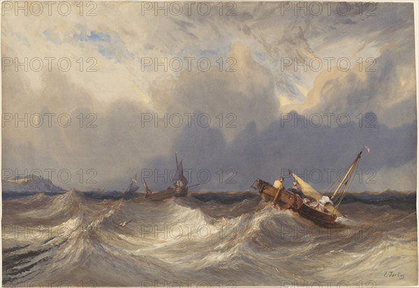 Fishing Boats Tossed before a Storm, c. 1840.