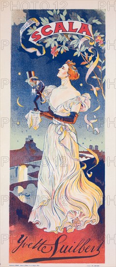 Affiche pour le Concert de la Scala, "Yvette Guilbert"., c1896. [Publisher: Imprimerie Chaix; Place: Paris]