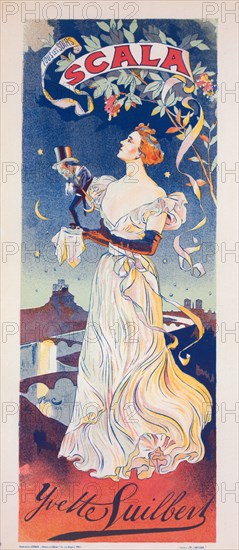 Affiche pour le Concert de la Scala, "Yvette Guilbert"., c1896. [Publisher: Imprimerie Chaix; Place: Paris]