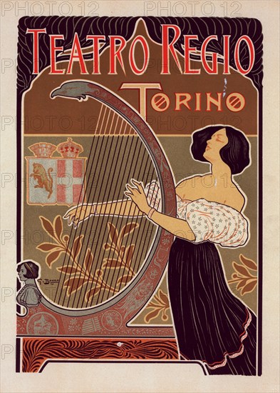 Affiche italienne pour le "Théâtre royal de Turin", c1899. [Publisher: Imprimerie Chaix; Place: Paris]