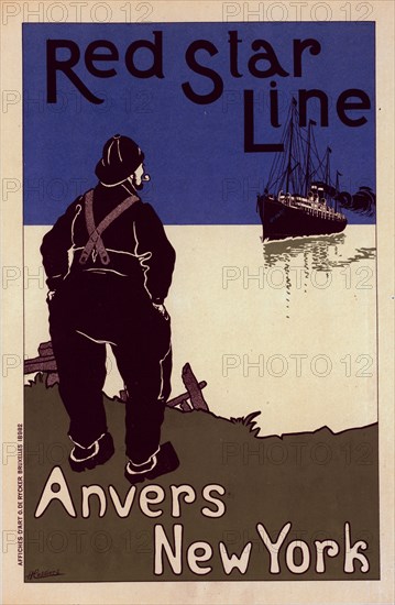 Affiche belge "Red Star Line"., c1900. [Publisher: Imprimerie Chaix; Place: Paris]