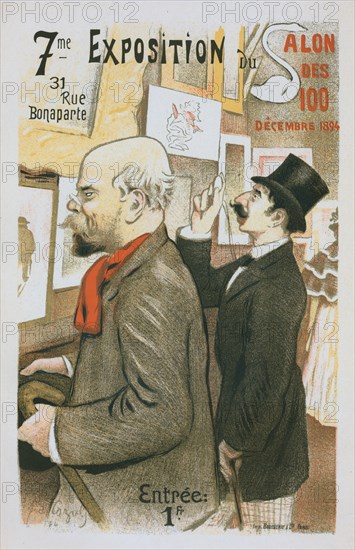 Affiche pour la "7e Exposition du Salon des Cent". Au premier plan, Paul Verlaine..., c1896. Creator: Frederic Auguste Cazals.