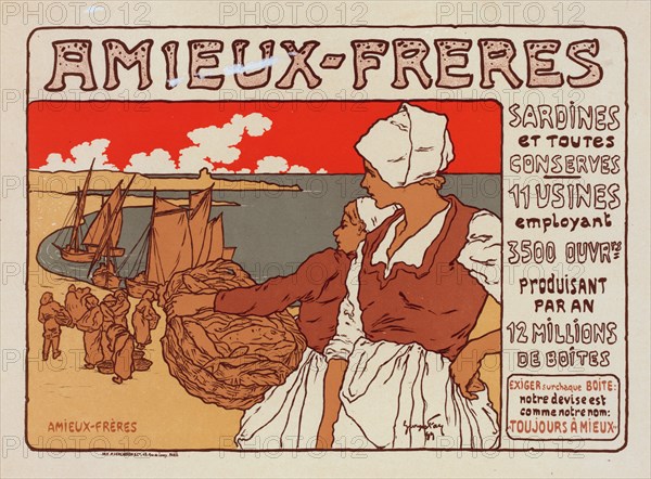 Affiche pour les "Sardines Amieux"., c1899. [Publisher: Imprimerie Chaix; Place: Paris]