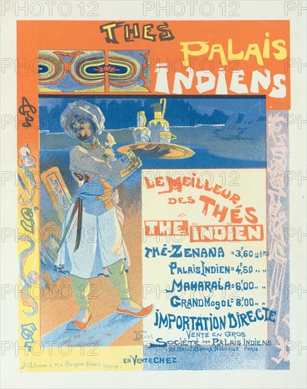 Affiche pour les "Thés du Palais Indien"., c1900. [Publisher: Imprimerie Chaix; Place: Paris]